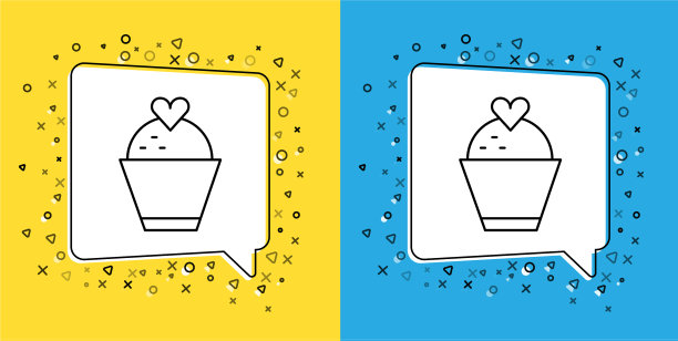 设线婚礼蛋糕与心的图标隔离上图片下载