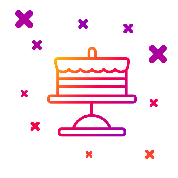 颜色线蛋糕在盘子上图标孤立在白色图片下载