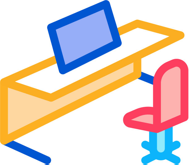 办公桌椅和电脑图标图片下载