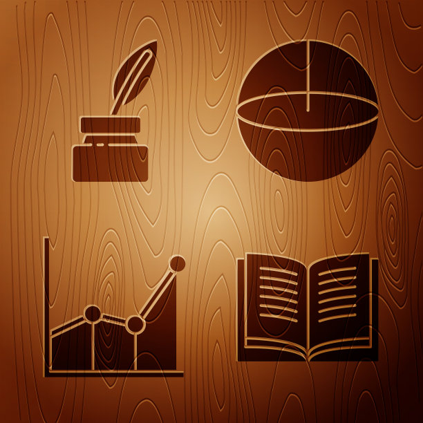 设开卷羽毛和墨水瓶图图片下载