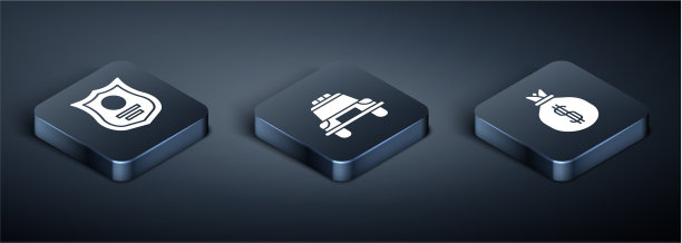 设置等距警徽、钱袋和警察图片下载