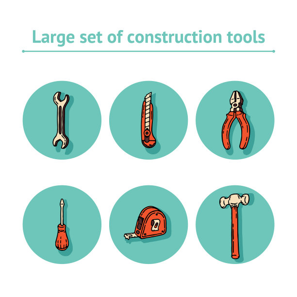 劳工手绘了蓝色和橙色的一套图片下载