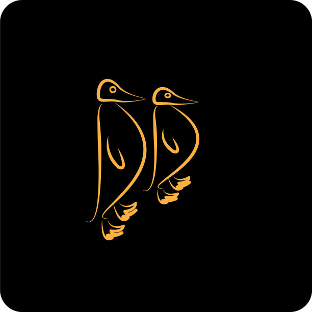 企鹅标志图标设计简约线条图片下载
