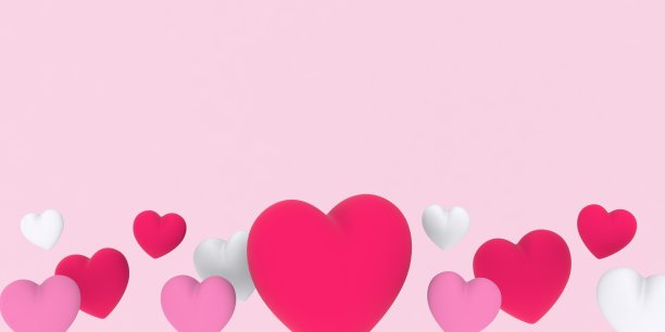 天鹅绒逼真的3D心脏。浪漫的情人节图片下载