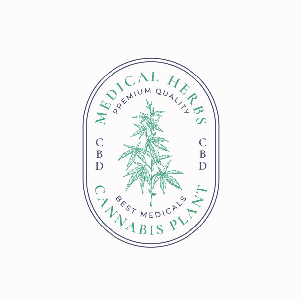 大麻框架徽章或标志模板手绘图片下载
