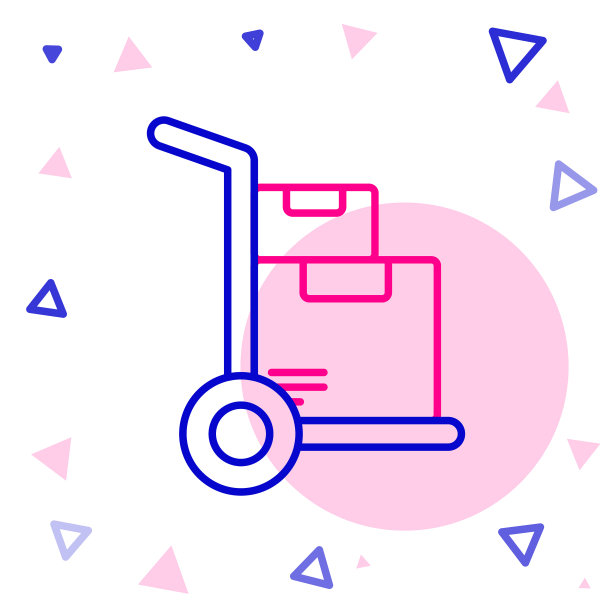 线手推车和箱子图标孤立在白色图片下载