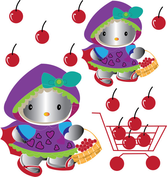 娃娃和樱桃简单的设计图标图片下载