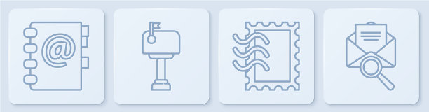 设邮筒、通讯录、邮政邮票等图片下载