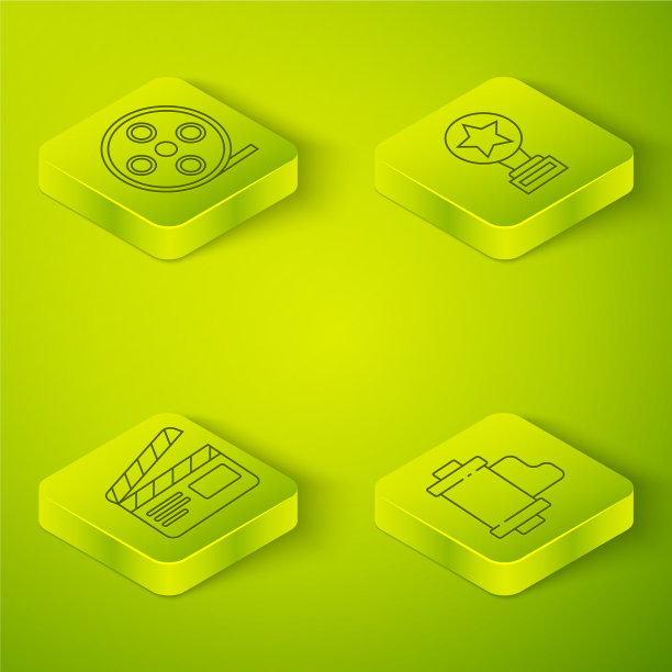 设置等距电影奖杯电影拍手相机图片下载