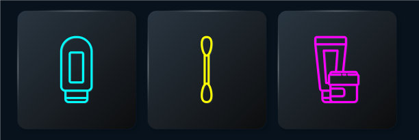 设定线霜或洗液化妆品管和棉图片下载