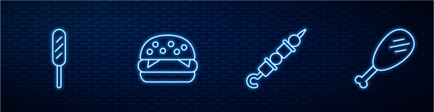 套餐，烤羊肉串，玉米，热狗和图片下载