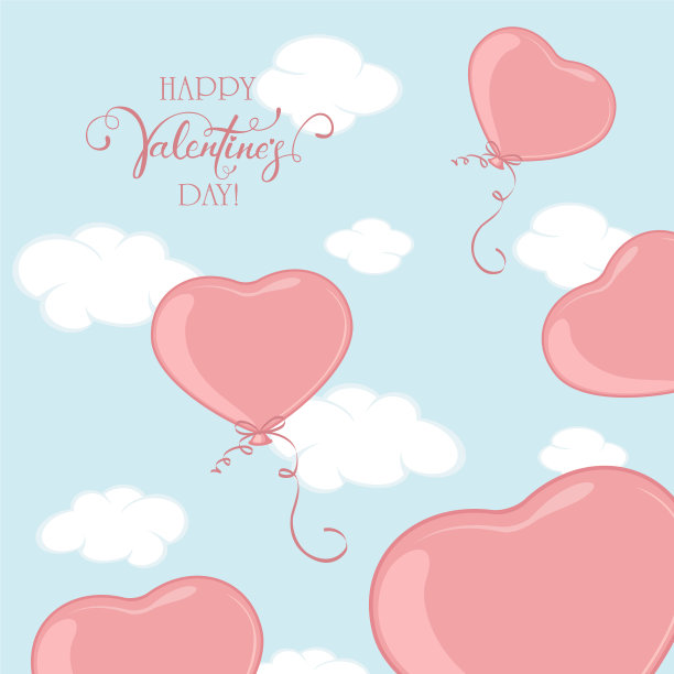 情人的心在蓝天的背景图片下载