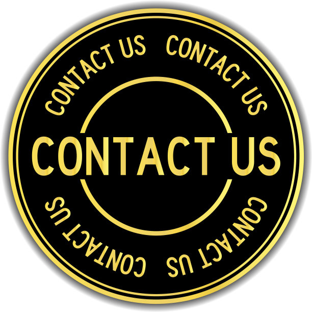 金色和黑色贴纸在文字联系我们图片下载