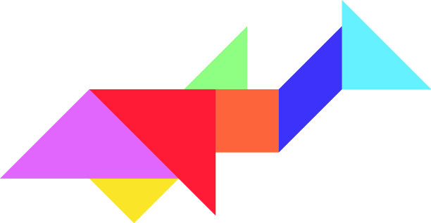 颜色七巧板在鲨鱼或鲸鱼的形状上图片下载