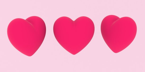 天鹅绒质感3D爱心，浪漫情人节爱心图片下载