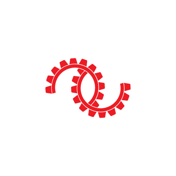 简约几何链接双齿轮机器logo图片下载
