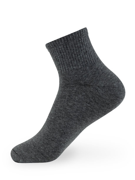 孤立的灰色袜子上看不见的人体模型脚上的白色背景，侧视图图片下载