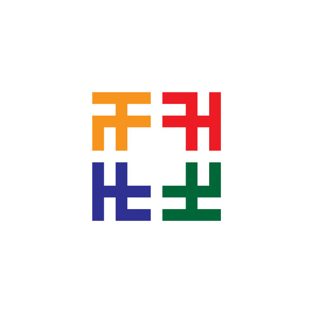 抽象的字母和简单的彩色方块图片下载