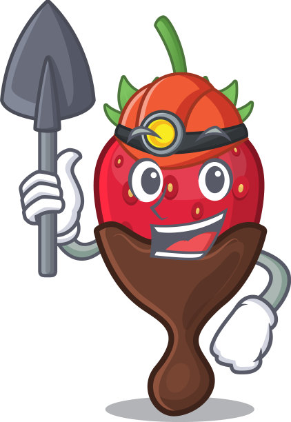 酷聪明的矿工巧克力草莓卡通图片下载