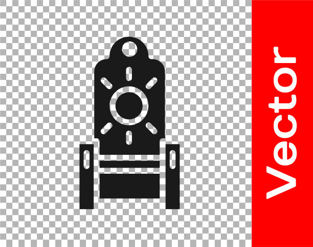 黑色中世纪王座图标孤立透明图片下载