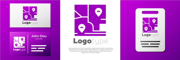 带有位置标记图标的折叠地图图片下载