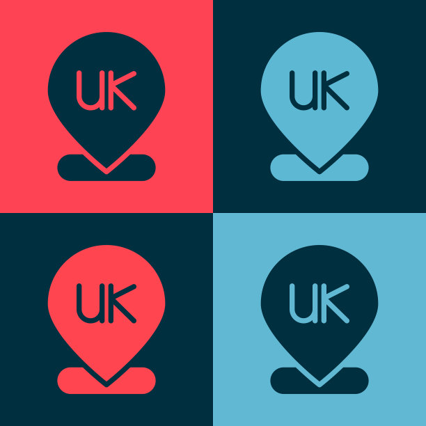 波普艺术位置英国图标孤立的颜色图片下载