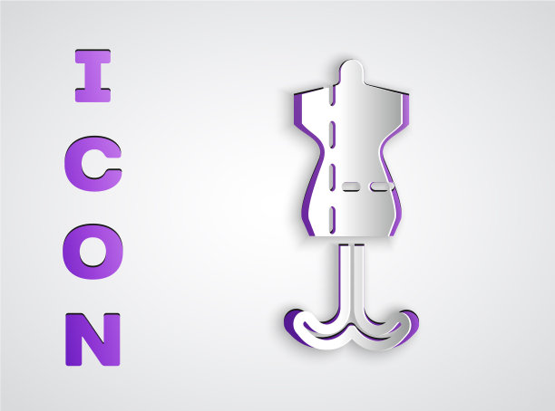 剪纸人体模型图标孤立在灰色图片下载