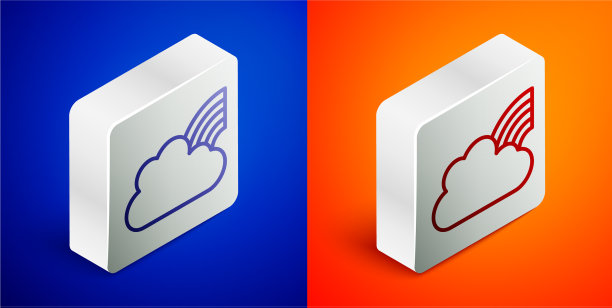 等距线彩虹与云图标隔离图片下载