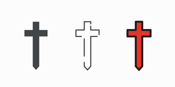宗教十字图标矢量插图图片下载