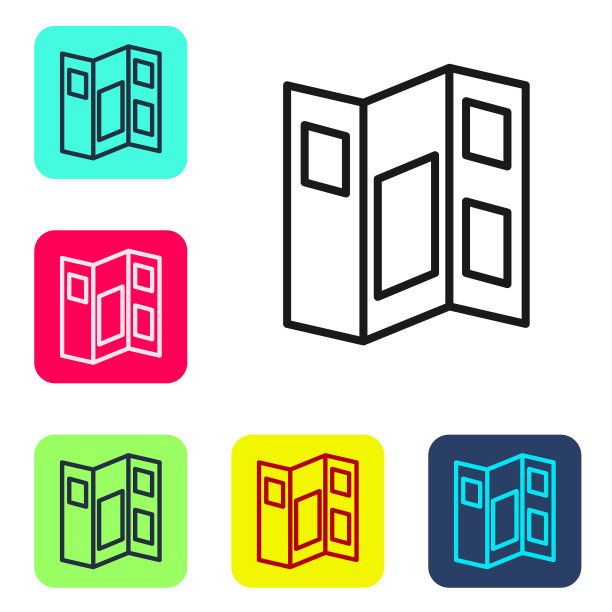 黑线博物馆指南手册图标孤立上图片下载