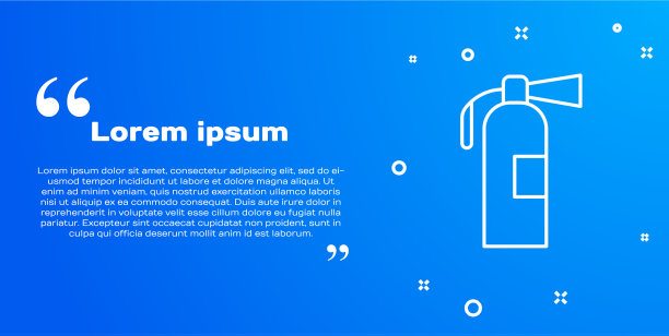 白色线灭火器图标隔离在蓝色图片下载