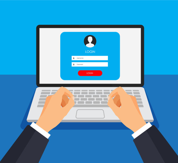 注册表单和登录表单页面在显示器上显示。图片下载