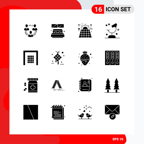 包装16个现代固体符号符号和符号图片下载