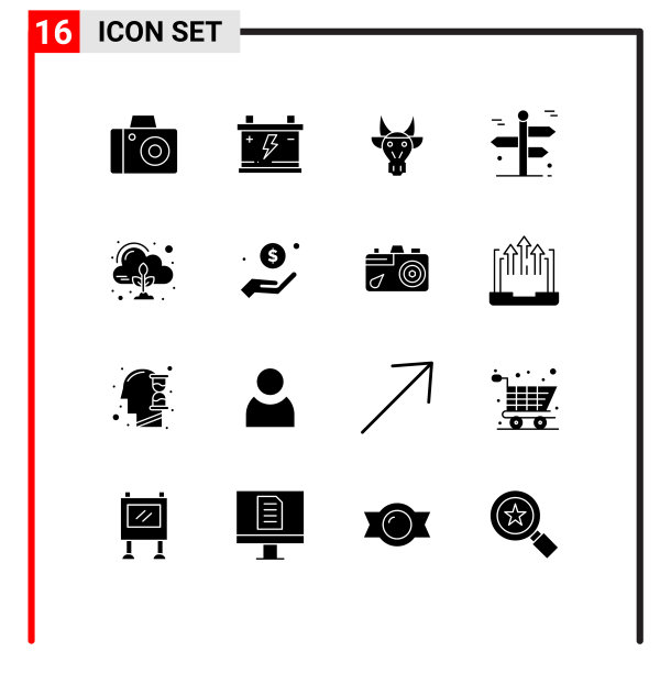 组16现代固体象形文字设置发射图片下载