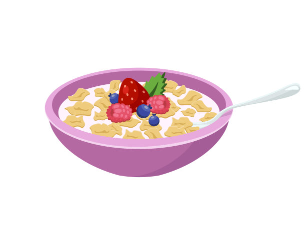 不同的早餐，午餐和晚餐。Porrige浆果。图片下载