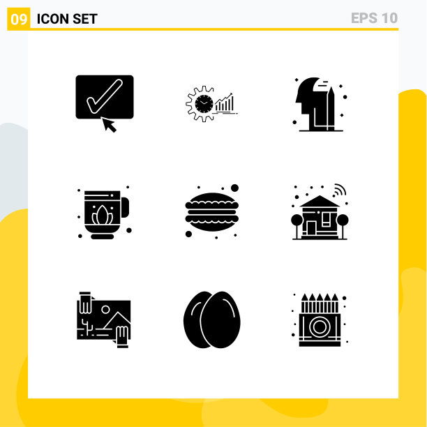 在咖啡馆桑拿的格子上设置9个坚实的符号图片下载