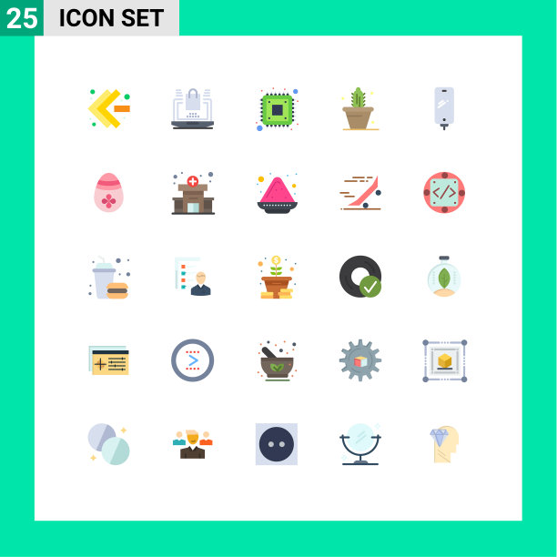将25个单色标志和符号组合在一起图片下载
