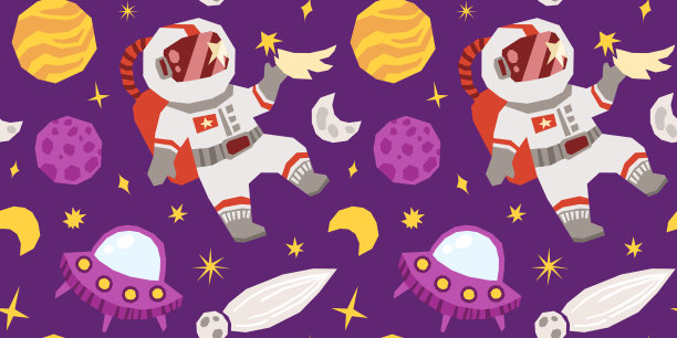 太空天象卡通童装无缝图案或数码纸图片下载