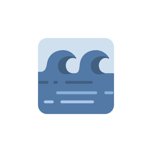 海浪在海上。平的图标。孤立天气矢量图图片下载