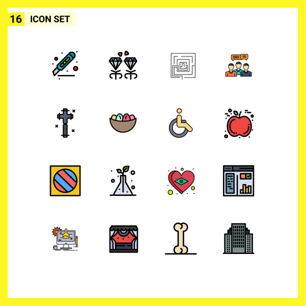 16个通用平色填充线标志符号图片下载