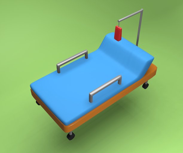 3D渲染医疗移动床图标。隔离医疗移动床3D插图。医院病床3d插图。图片下载