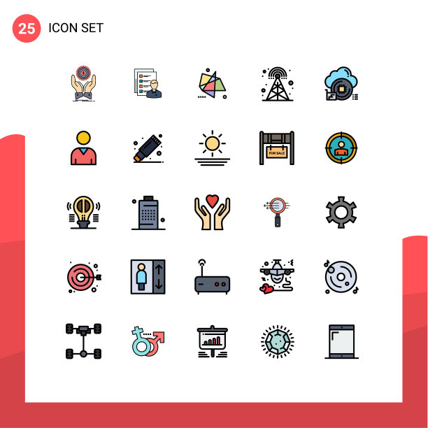 用户界面包25基本填充线平图片下载