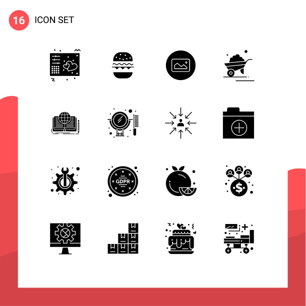 设置16个现代UI图标符号标志图片下载