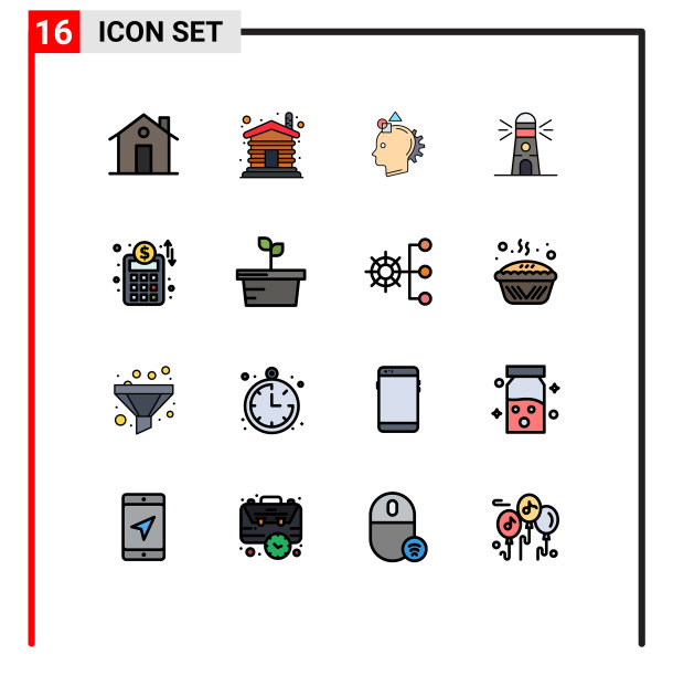 设置16商业平面彩色填充线条包图片下载