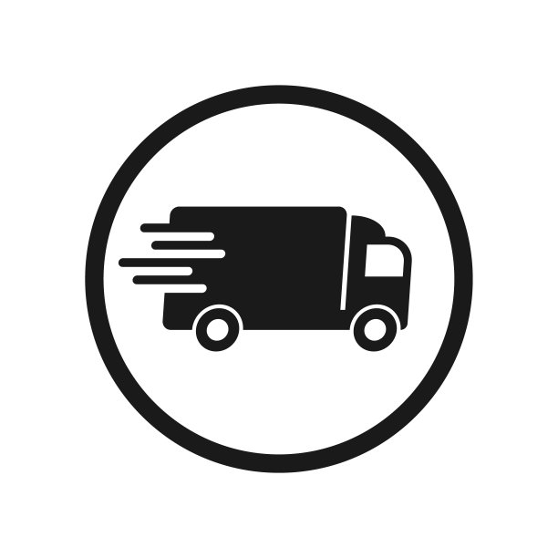 货车矢量图标。快速移动的运输服务车标志。航运速度信号。物流的标志。轮廓孤立在白色背景上。图片下载