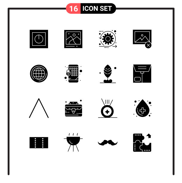 组16现代固体象形文字设置为世界图片下载