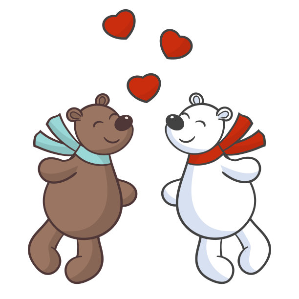 爱熊:棕色和极地。矢量图图片下载