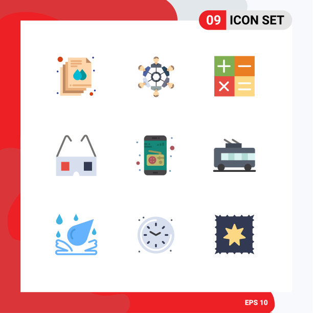 为无线电设置9个平面颜色网格图片下载