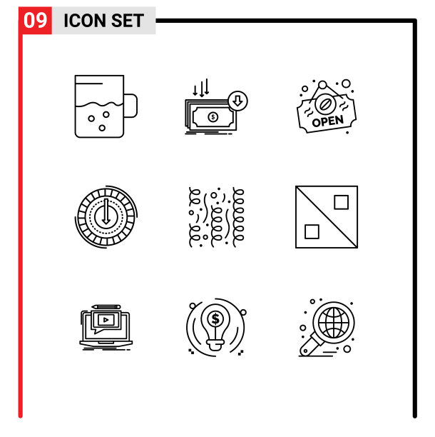 包9个现代轮廓标志和符号图片下载