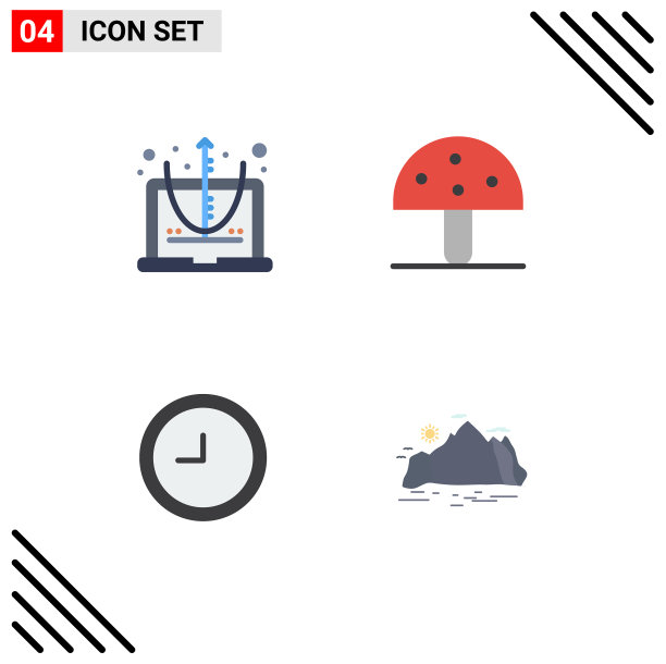 设置4个商业平面图标包计算图片下载